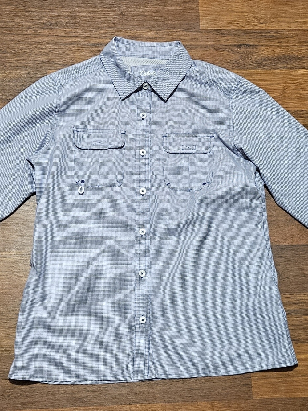 CABELAS mens long-sleeve fishing shirt SIZE MEDIUM COLOR BLUE LM21